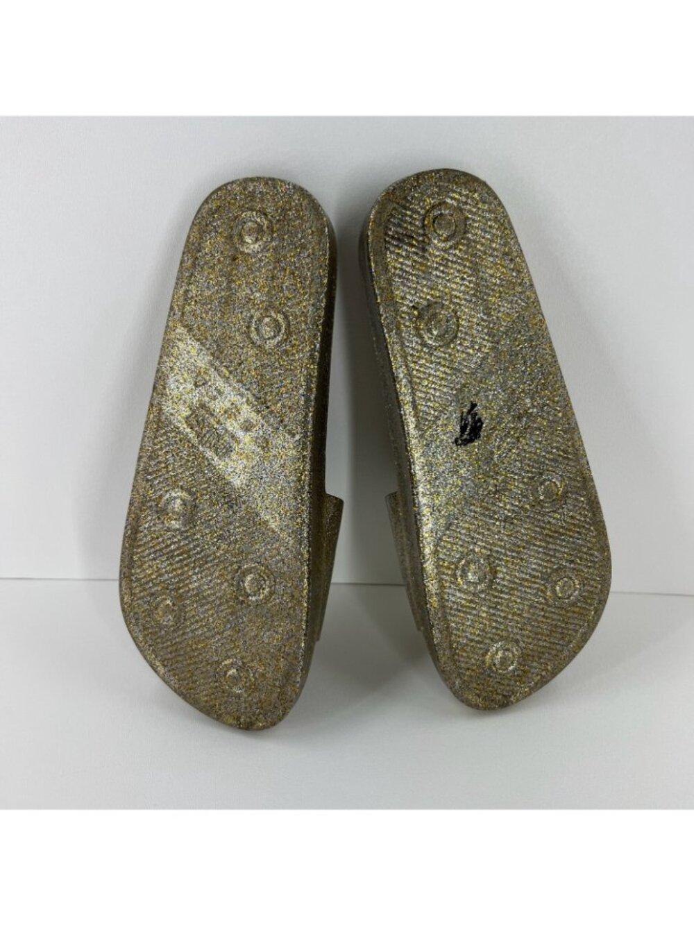 Melissa Beach Slide Sandals Womens 40 Jelly Slip On Flat Pool Shoes Gold Glitter - Picture 7 of 11